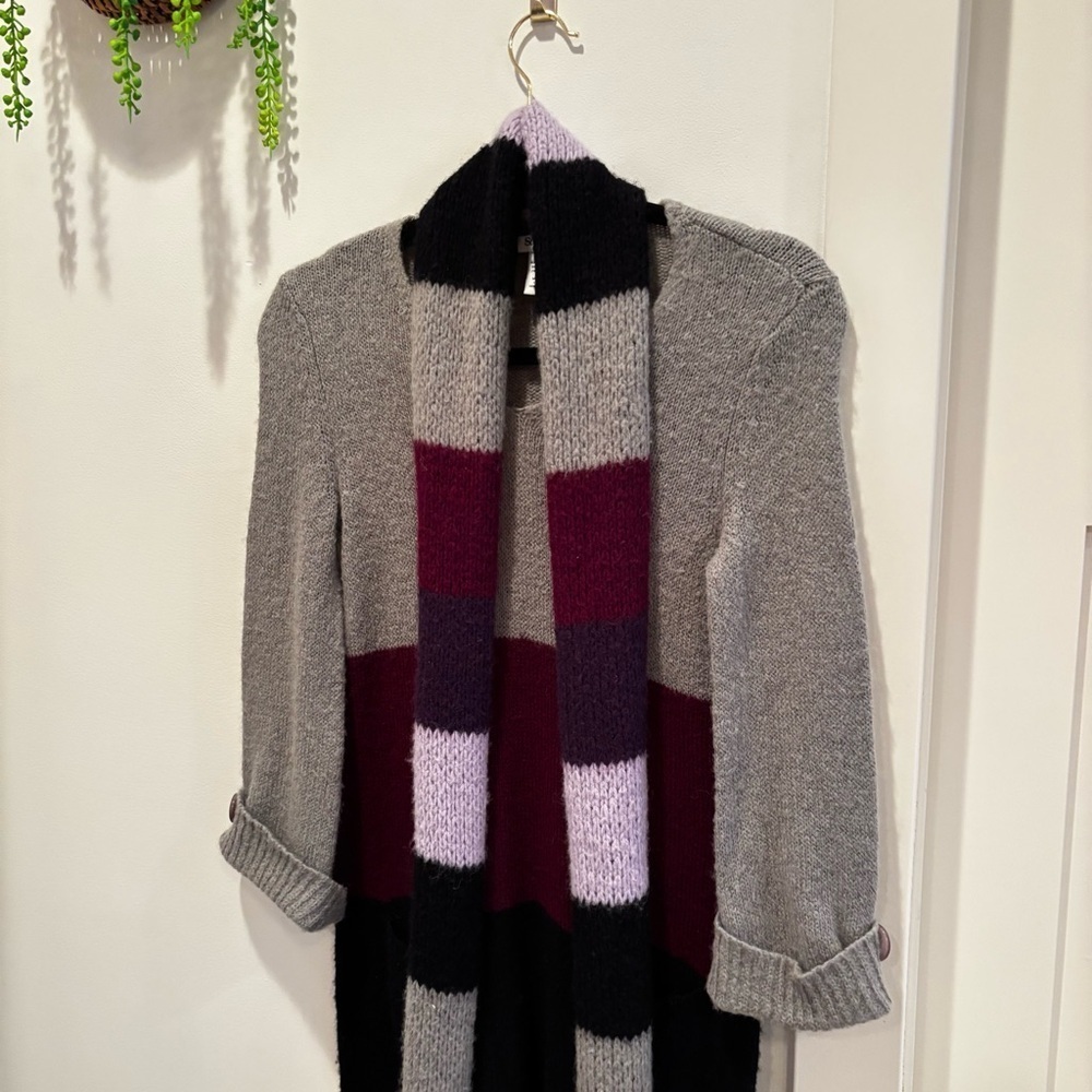 Style & Co. Vintage 90's Y2K Sweater Dress with Attached Striped Scarf Womens PS - Picture 2 of 10